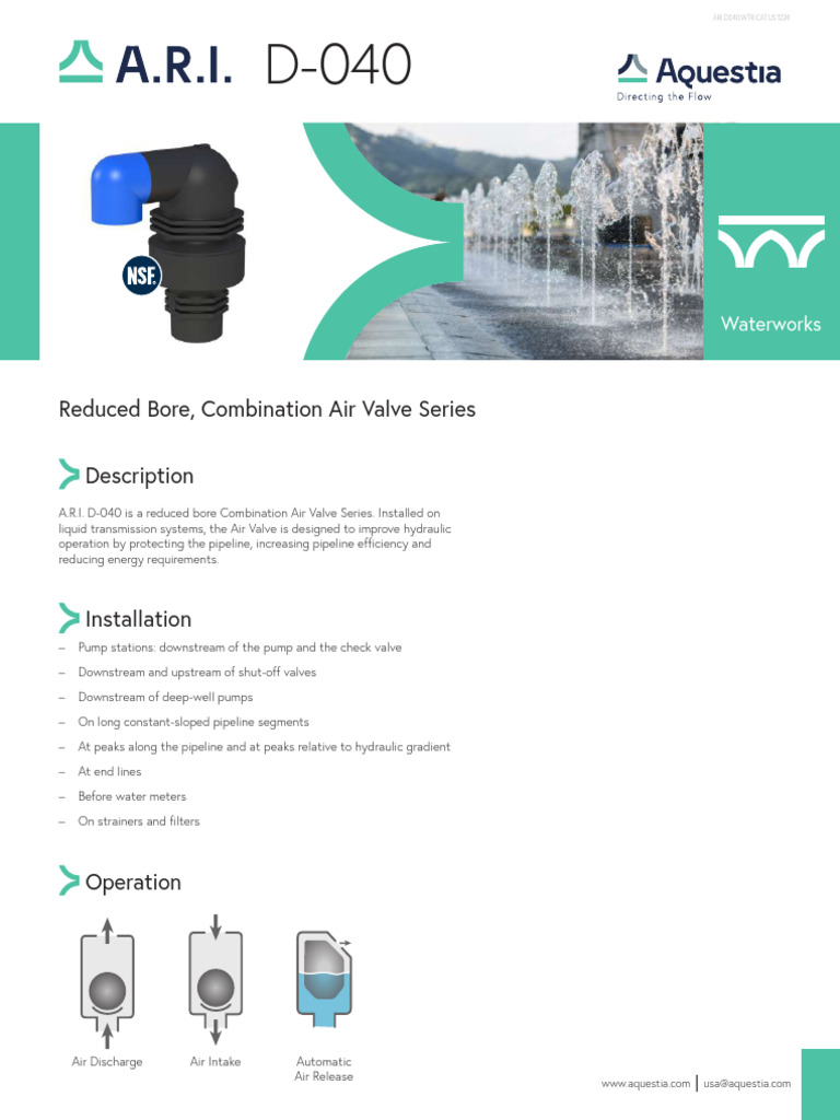 A.R.I. D-040 Combination Air Valve Guide | PDF | Valve | Pump