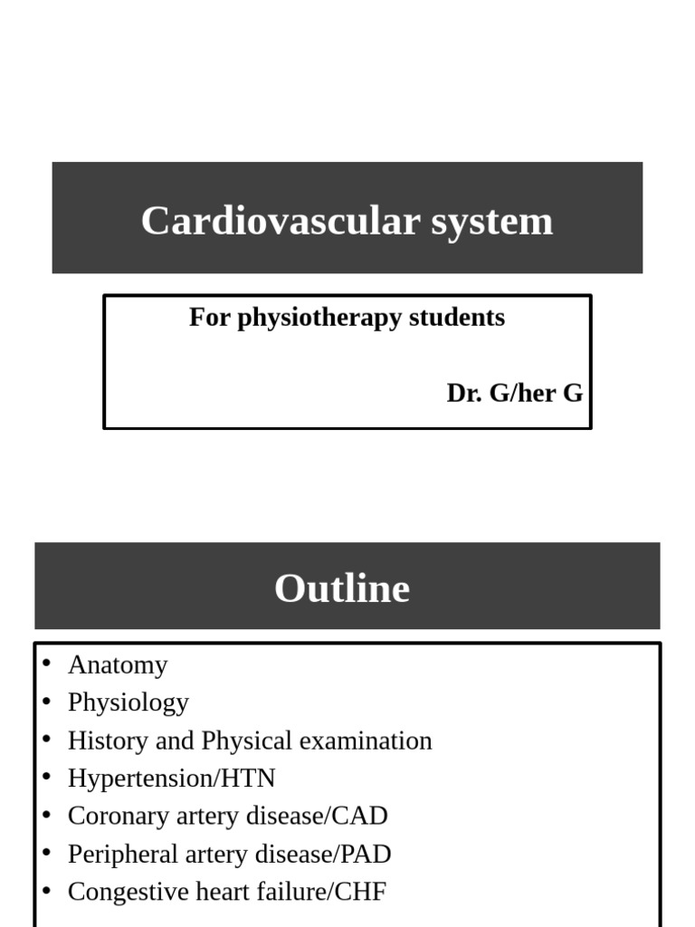 Cardiovascular System Overview for Physiotherapy | PDF | Pulse | Heart