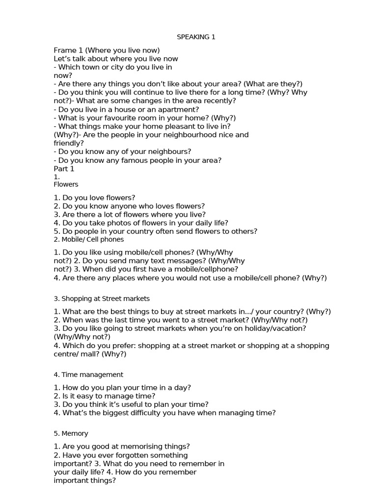 Speaking 1 | PDF