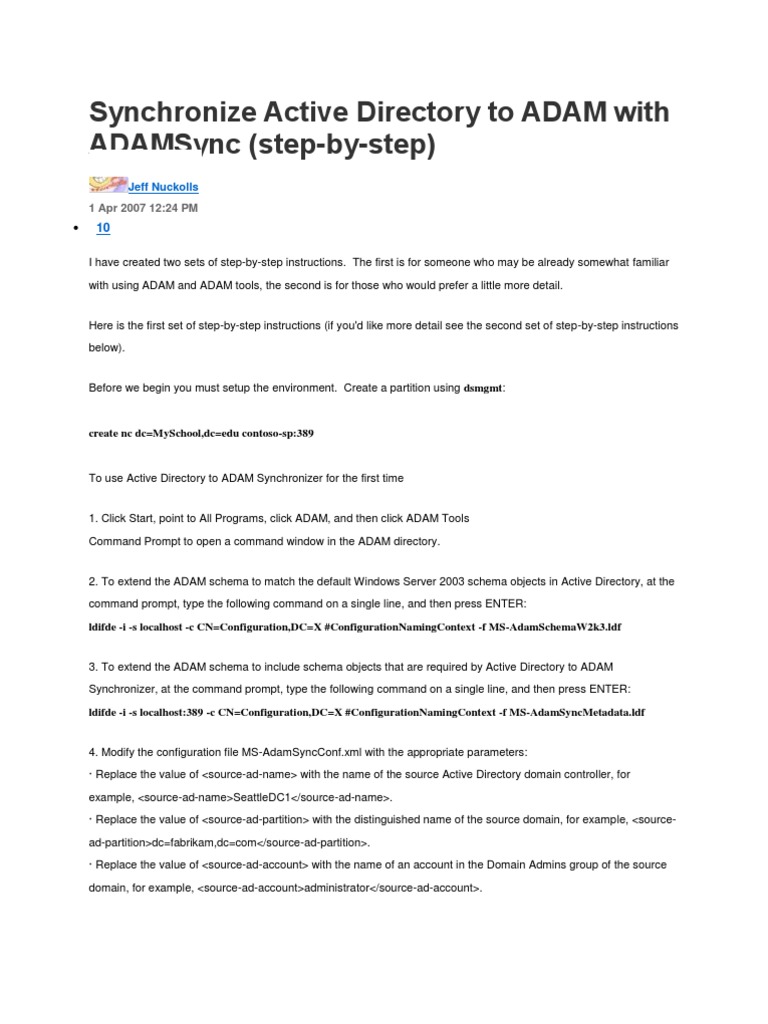 ADAMSync: Active Directory Synchronization Guide | PDF | Active ...