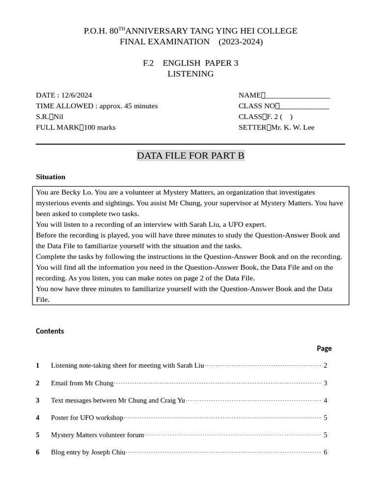 2324 Final F2 Listening Data File | PDF | Unidentified Flying Object