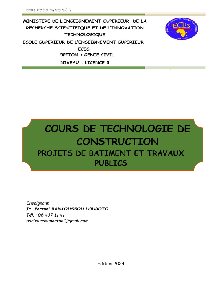Cours de Technologie de Construction | PDF | Pédagogie | Apprentissage