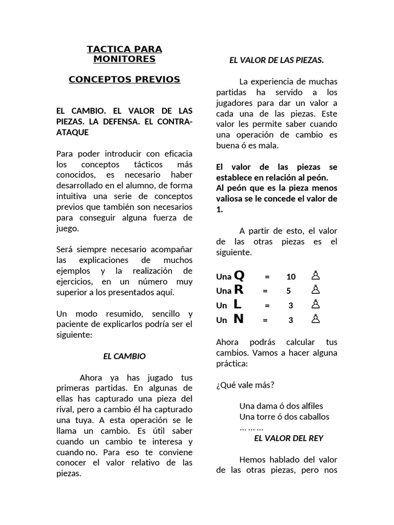 Tácticas de Ajedrez: Cambios y Defensa | PDF | Juegos de mesa | Ajedrez