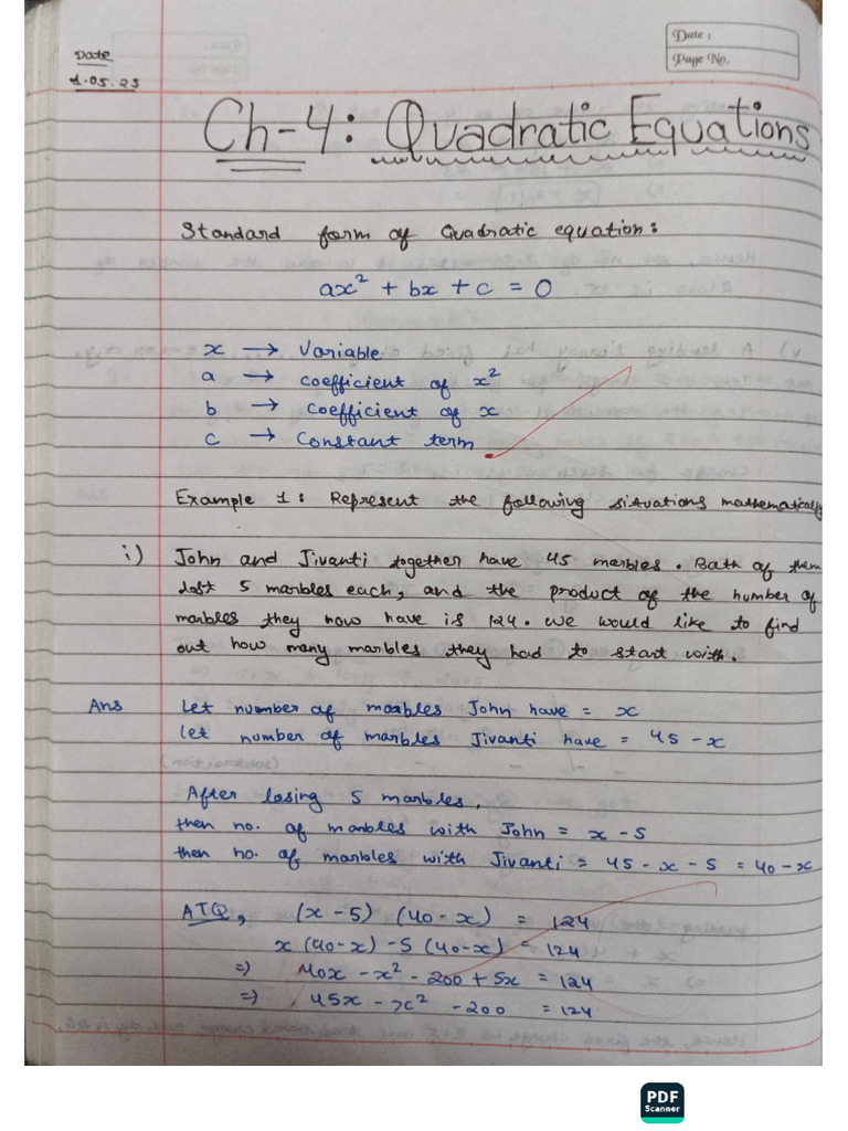 Ch-4 Quadratic Equations | PDF