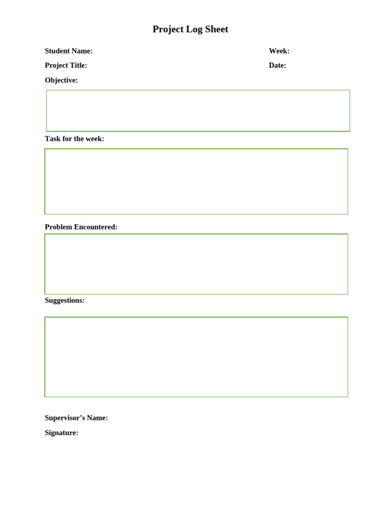 Project Log Sheet Template | PDF