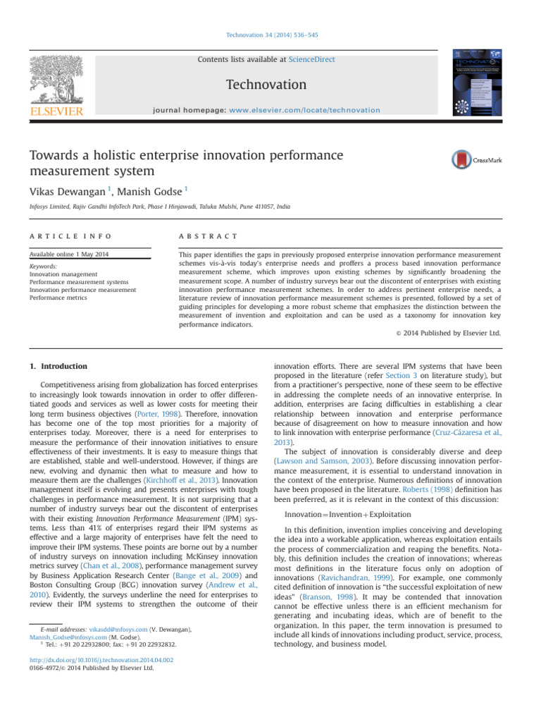 Holistic Innovation Performance Measurement | PDF | Innovation ...