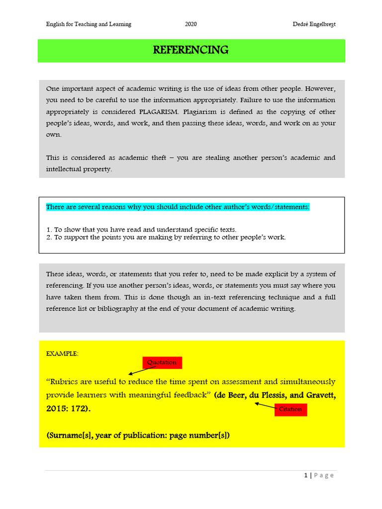 Academic Referencing and Plagiarism Guide | PDF | Plagiarism | Human ...