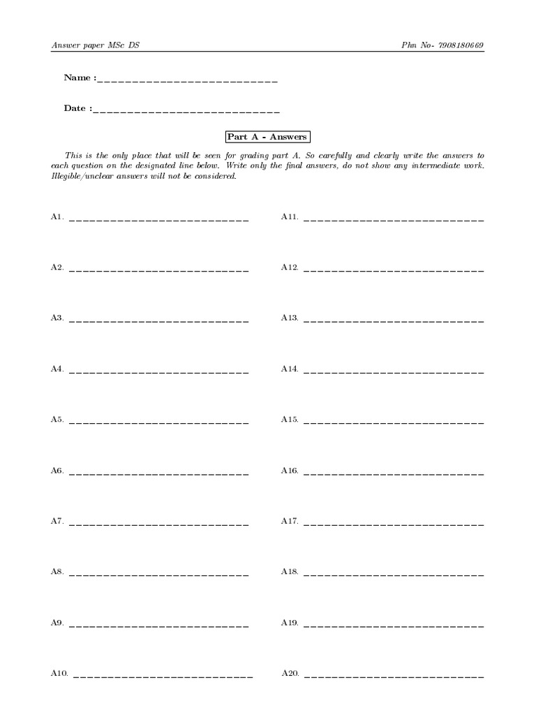 MSc DS Answer Sheet Submission | PDF | Chess | Chess Theory