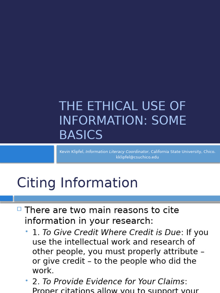 Ethical Information Use and Citation Guide | PDF | Citation | Human ...