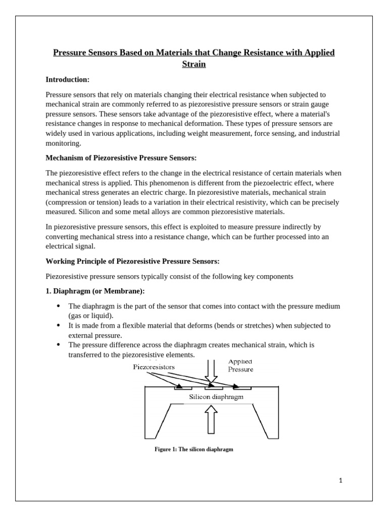 Piezoresistive Pressure Sensors Explained | PDF | Pressure Measurement ...