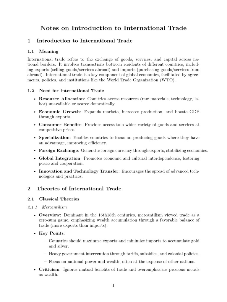 Overview of International Trade Theories | PDF | Economies ...