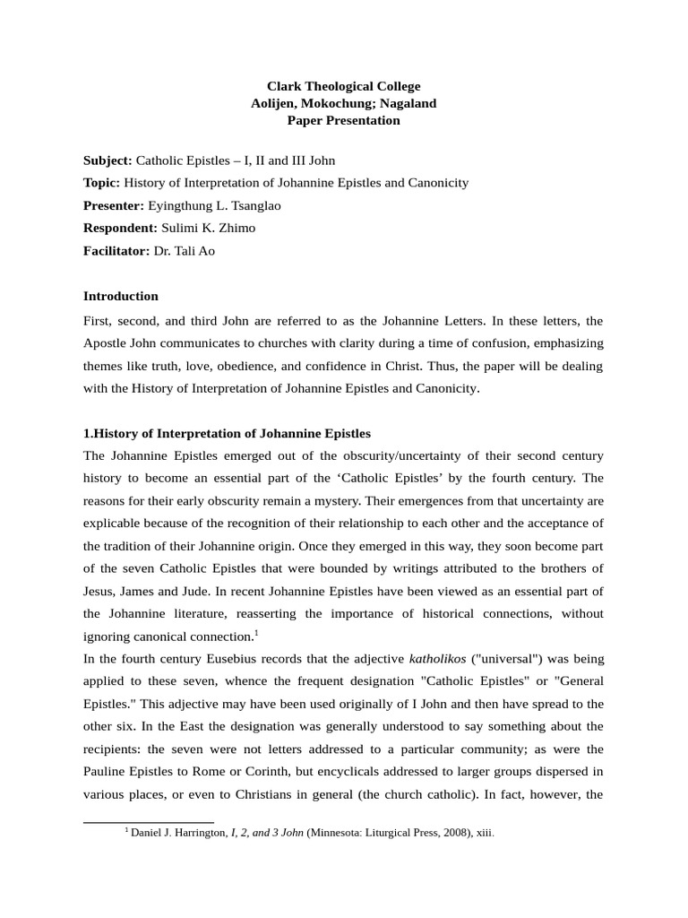 Intrepretation of Johannine Epistles - 053330 | PDF | John The Apostle ...