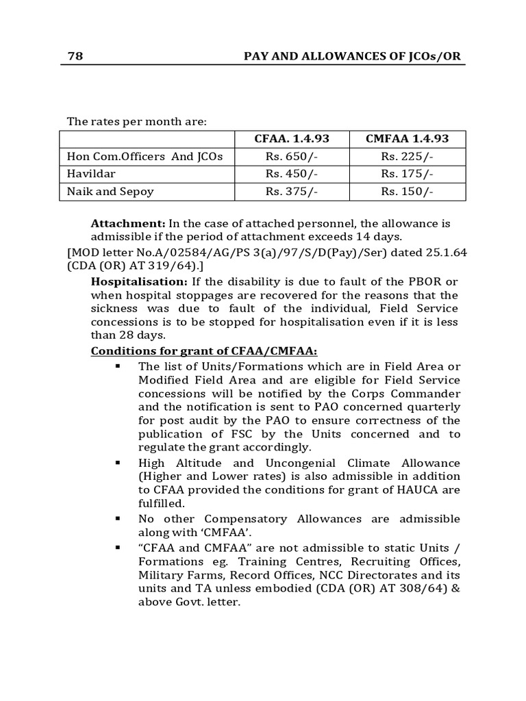 JCOs/OR Pay and Allowances Overview | PDF