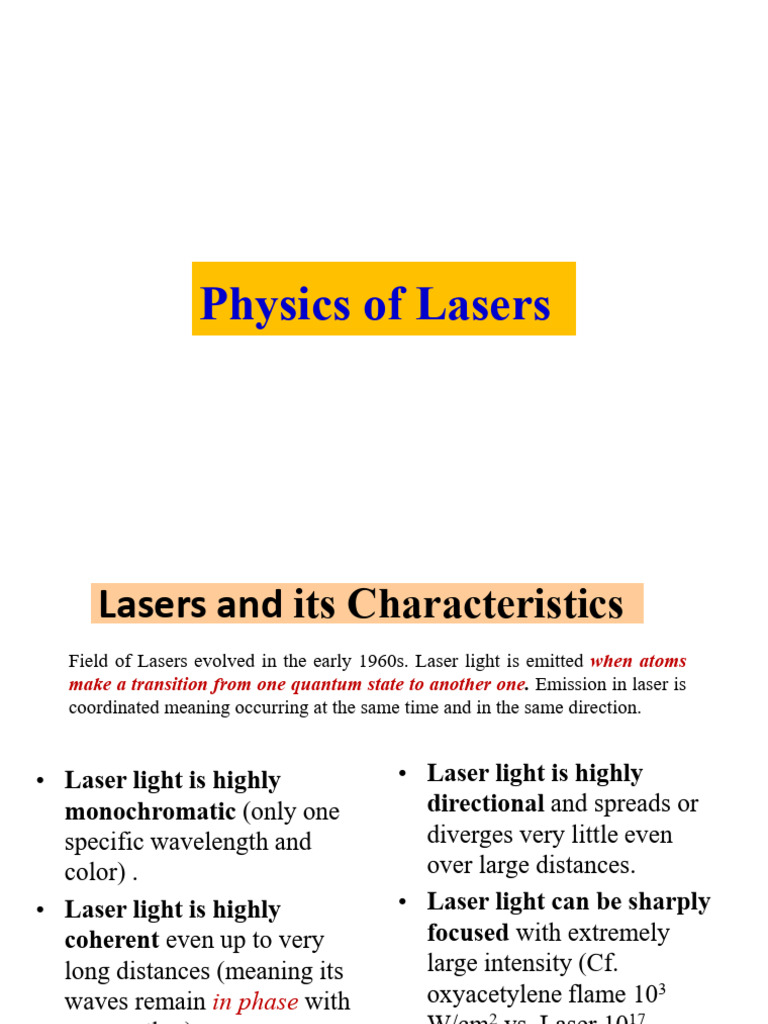 Overview of Laser Physics and Applications | PDF | Laser | Emission ...