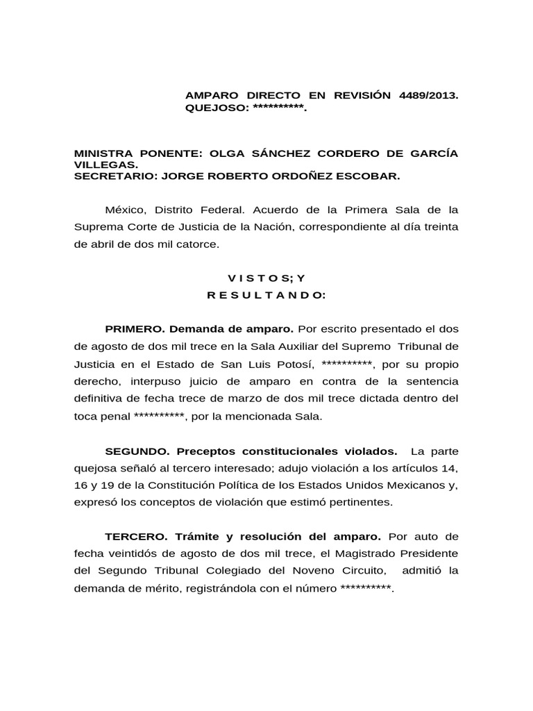 Amparo Directo en Revisión 4489/2013 | PDF | Caso de ley | Derecho penal