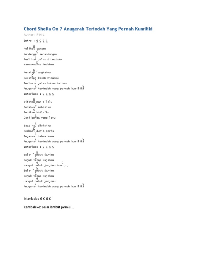 Chord Sheila On 7 Anugerah Terindah Yang Pernah Kumiliki PDF