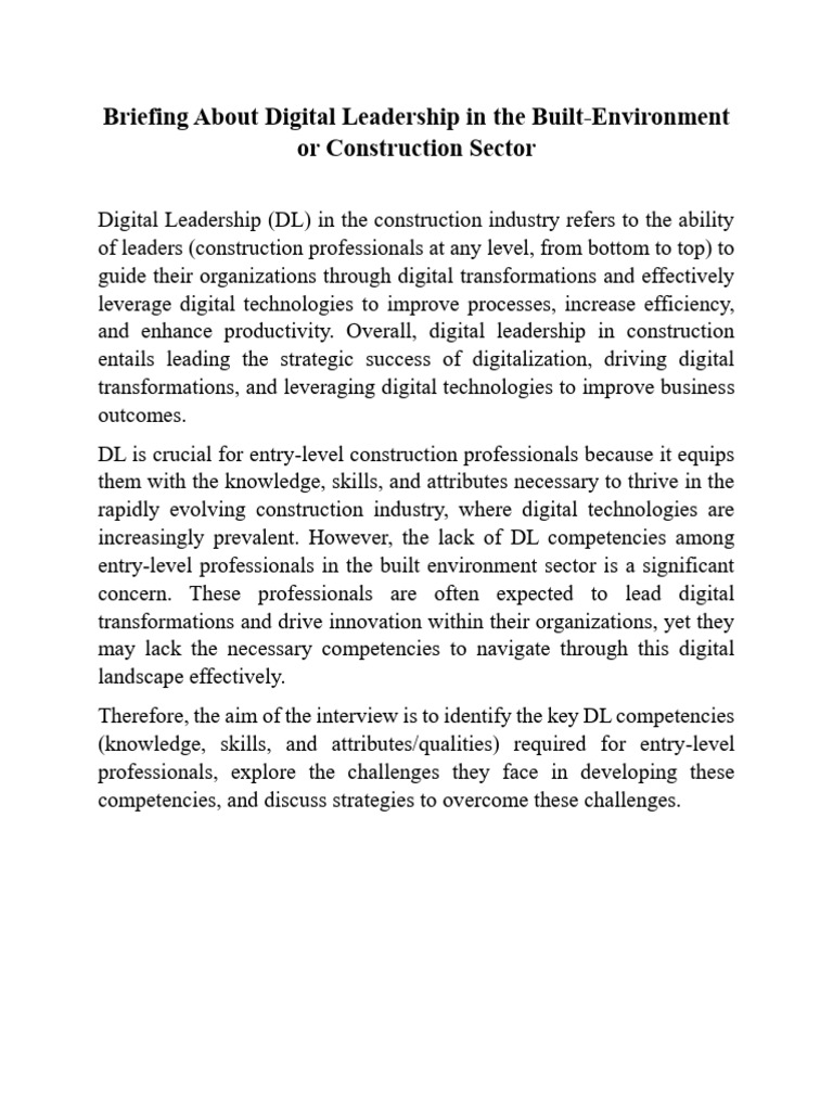 Key Digital Leadership Skills in Construction | PDF