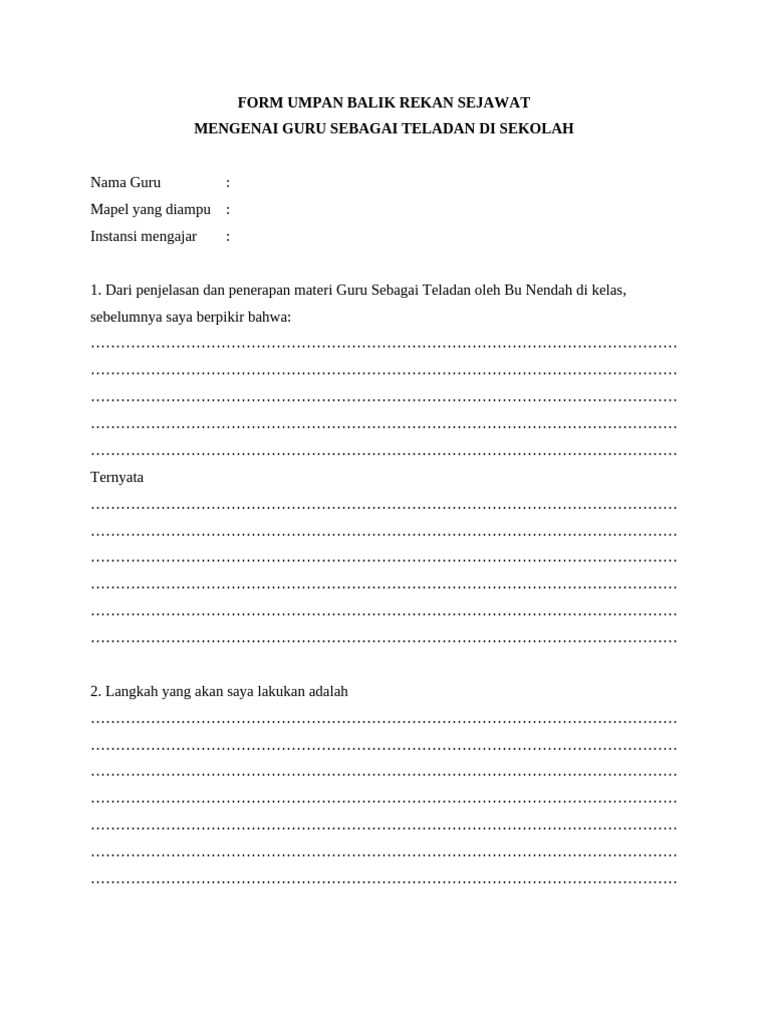 Form Umpan Balik Rekan Sejawat | PDF