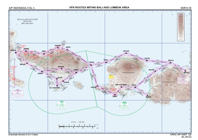 VFR Routes Within Bali and Lombok Area Airac Aip Amdt 125 26 Jan | PDF