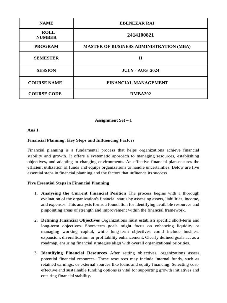 Dmba202 Financial Management Wqrepfin | PDF | Net Present Value ...
