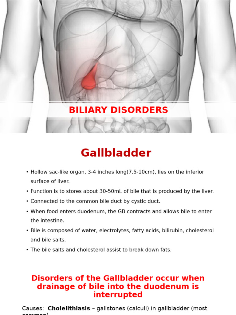 Biliary Disorders 2023 August 6 | PDF | Gallbladder | Bile