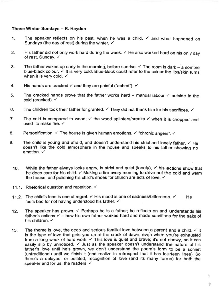 Memo 2022 For Those Winter Sundays | PDF