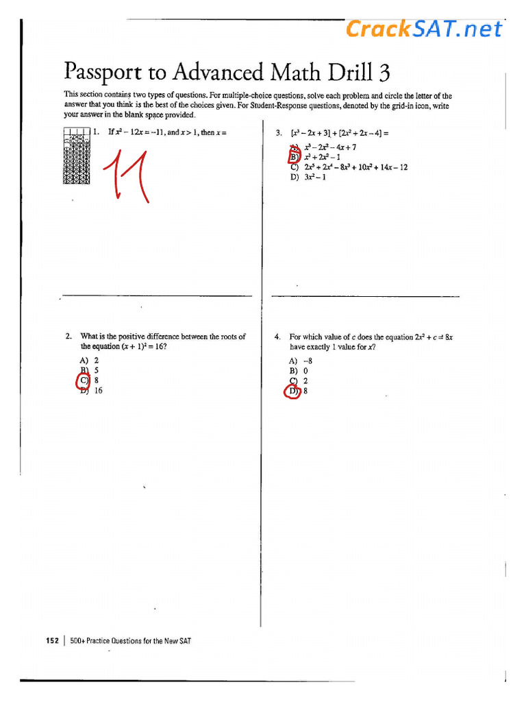 SAT Passport To Advanced Math Practice Test 3 | PDF | Sat | Mathematics