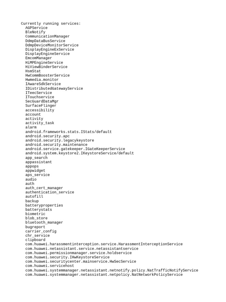 Android Services Dump Overview | PDF | Cyberspace | Computer Engineering