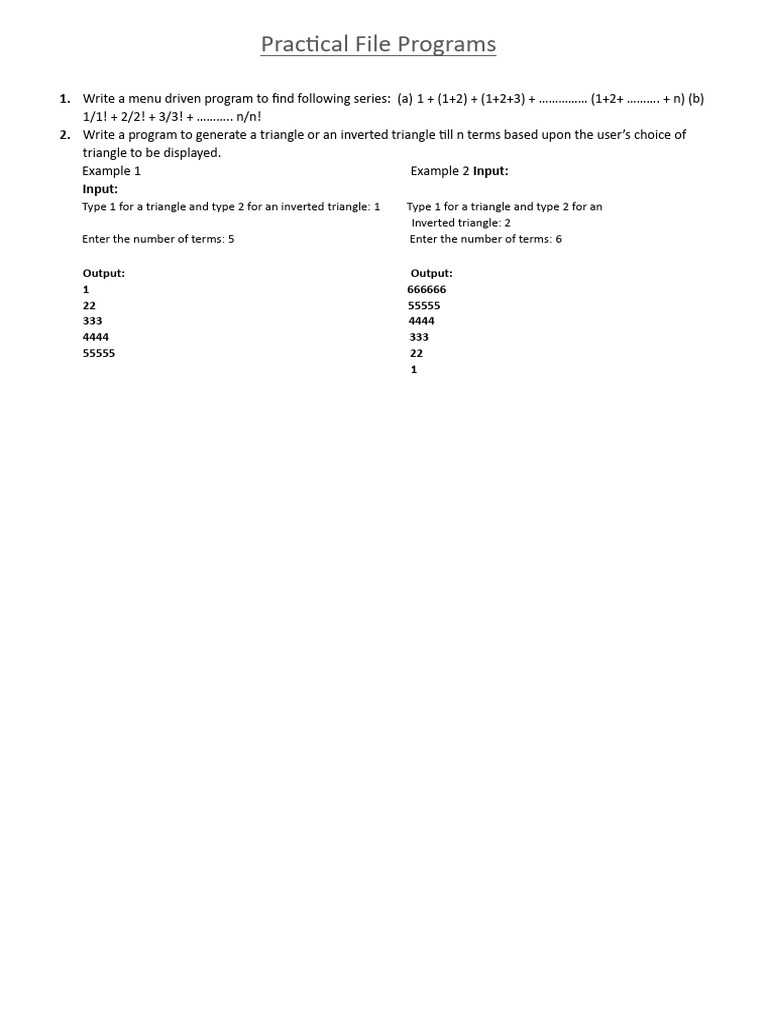 Practical File Programs for Series and Triangles | PDF
