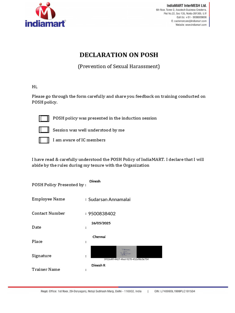 Declaration On Posh Edited | PDF