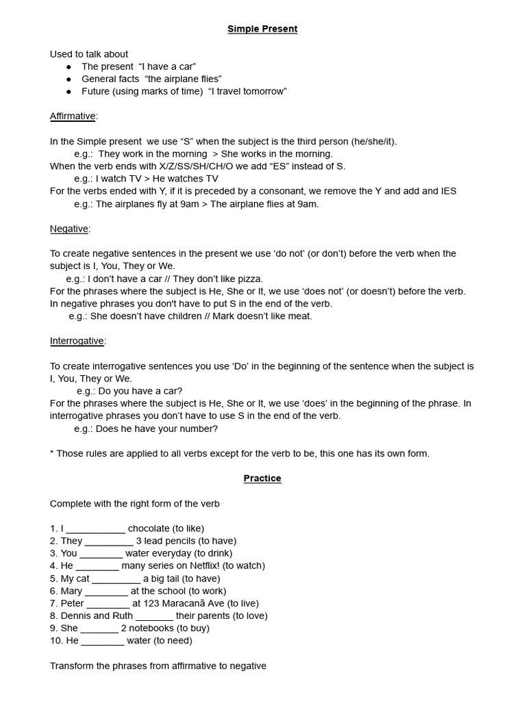 Simple Present Tense Explained | PDF | Verb | Linguistic Morphology