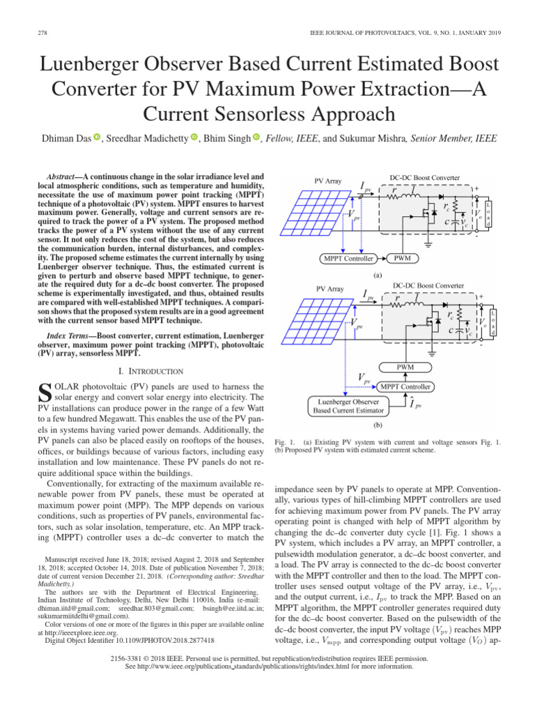 Luenberger Observer Based Current Estimated Boost Converter For PV ...