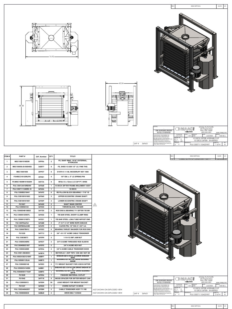 10 Deck Sifter Assembly Kit Details | PDF | Mechanical Engineering ...