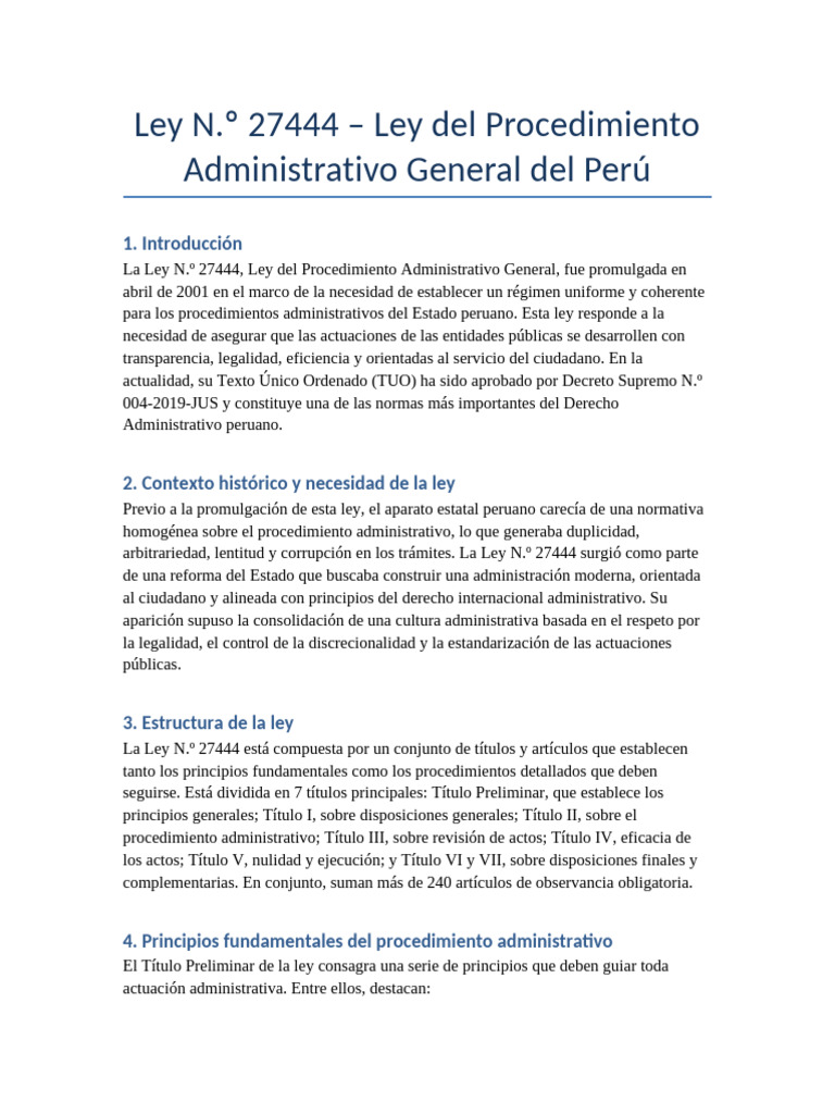 Ley 27444: Procedimiento Administrativo Perú | PDF | Gobierno | Justicia