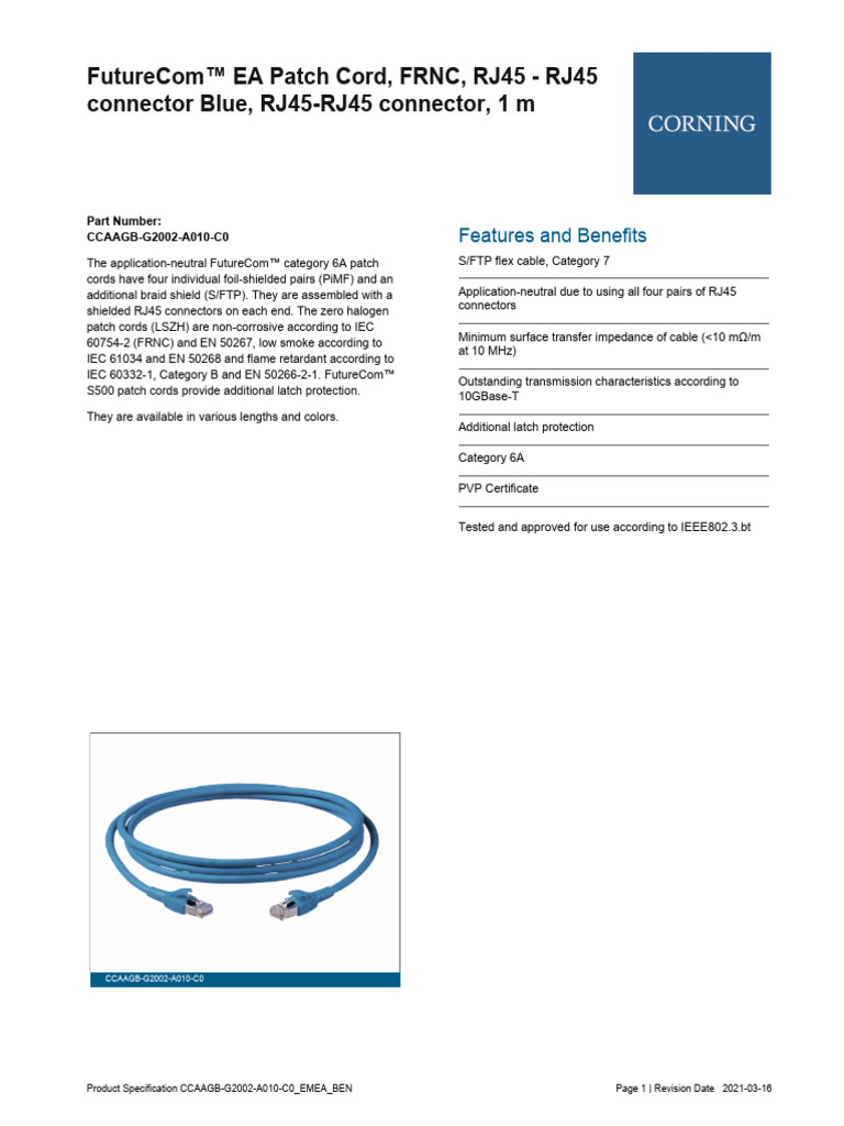 FutureCom™ Category 6A Patch Cord | PDF | Electrical Engineering ...