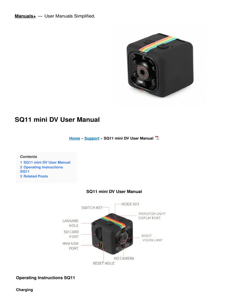 SQ11 Mini DV User Manual | PDF | Camera | Electronics