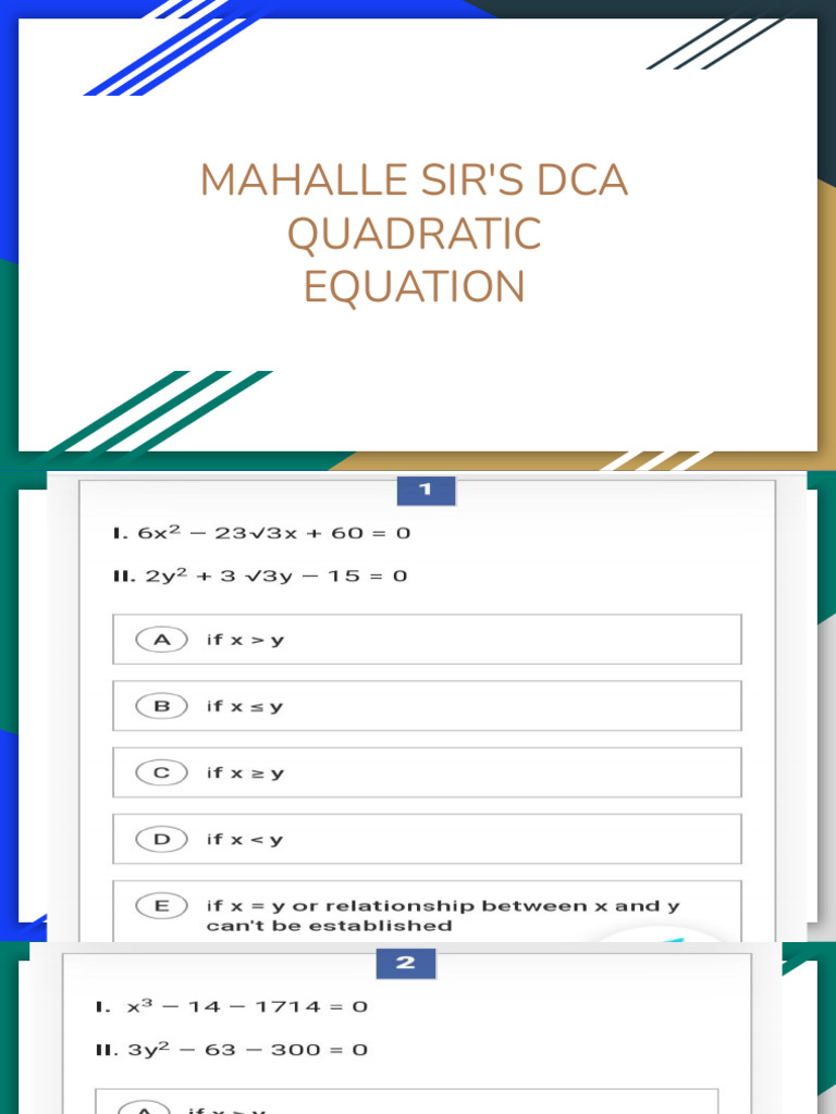 Dca Quadratic Equations | PDF