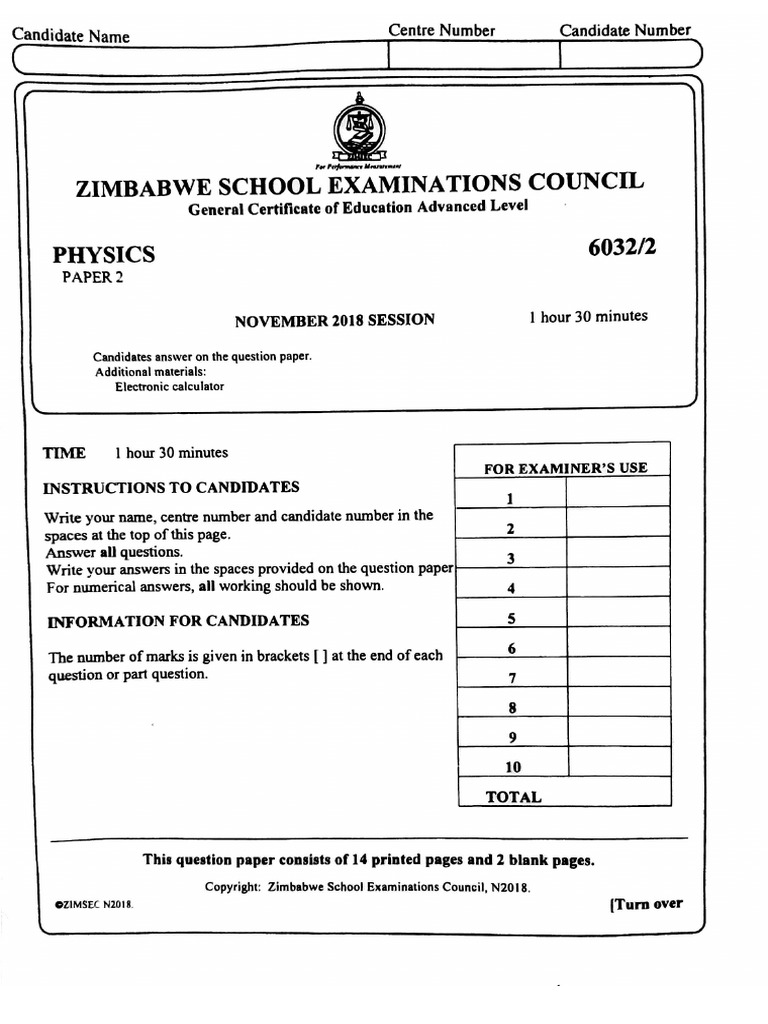 QP 2018 Physics p2 | PDF