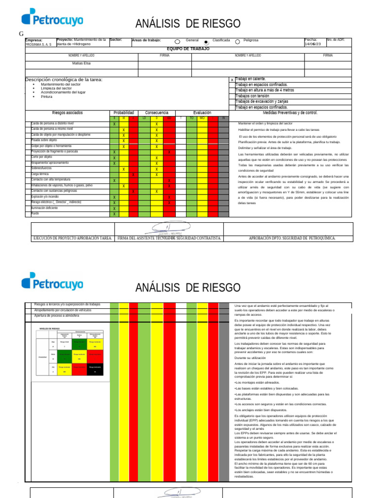 Análisis de Riesgos en Mantenimiento de Hidrógeno | PDF