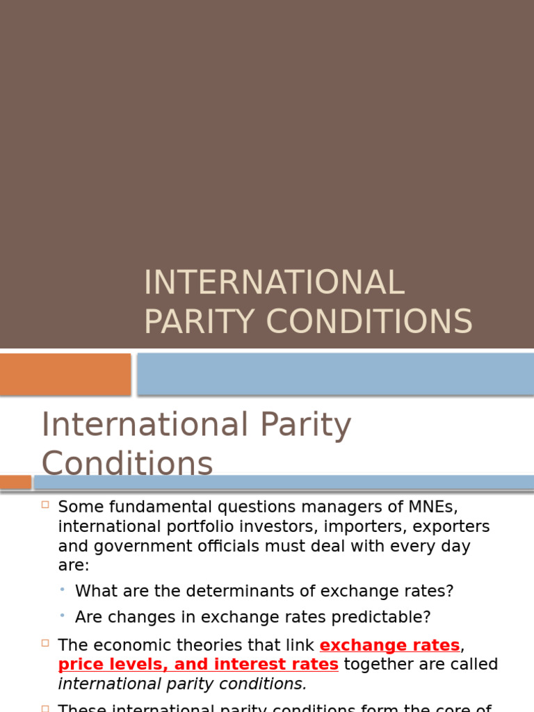 International Parity Conditions | PDF | Exchange Rate | Purchasing ...