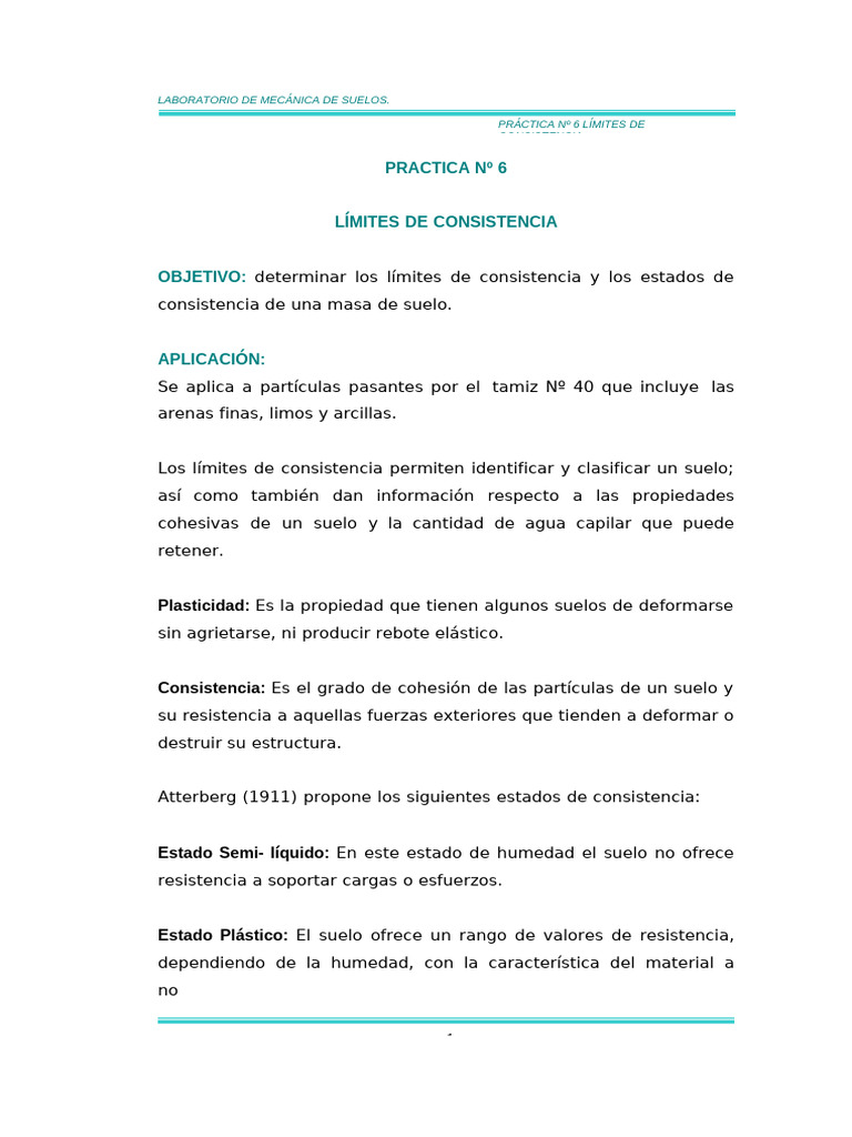 Límites de Consistencia en Suelos | PDF | Mecánica de suelos | Materiales