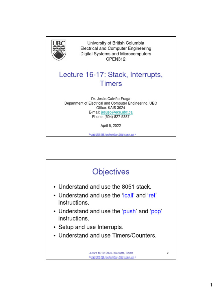 8051 Stack, Interrupts, and Timers Guide | PDF | Computer Architecture ...