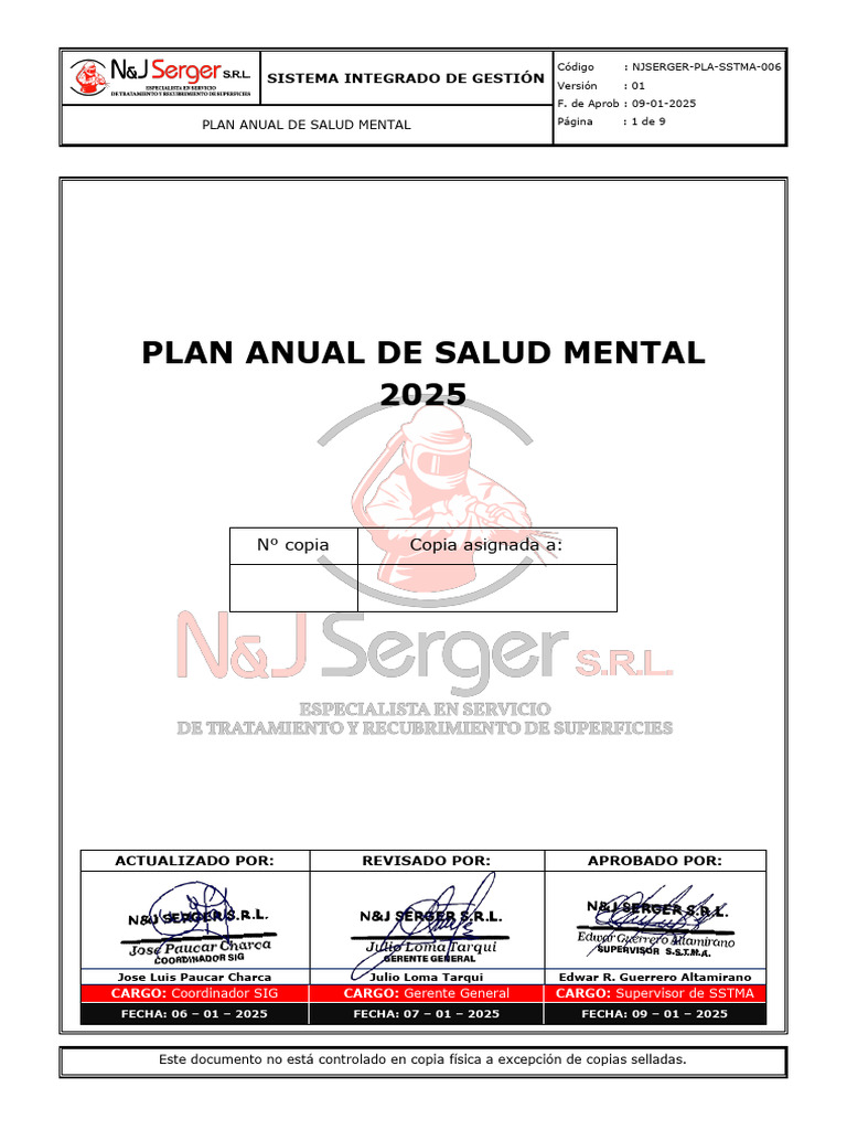 Plan Anual de Salud Mental 2025 | PDF | Salud mental | Organización ...