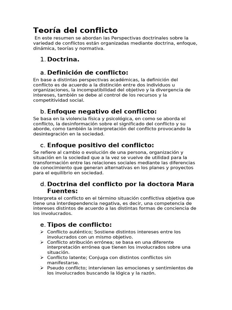 Teoría y tipos de conflicto social | PDF | Conflicto (proceso) | Mediación