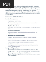 Store Keeper and Helper Job Duties | PDF