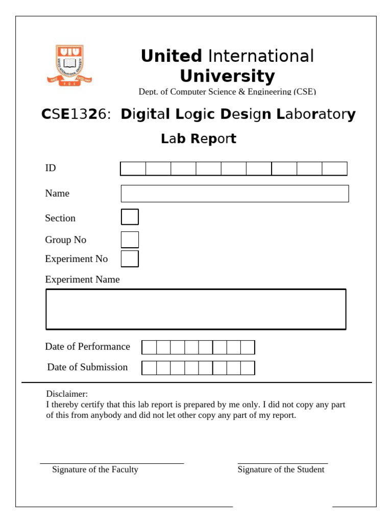 Digital Logic Design Lab Report | PDF