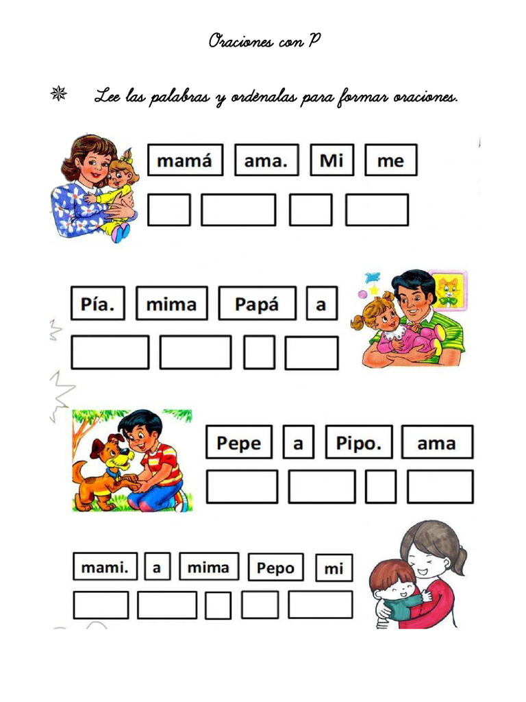 Oraciones con P y M para Niños | PDF