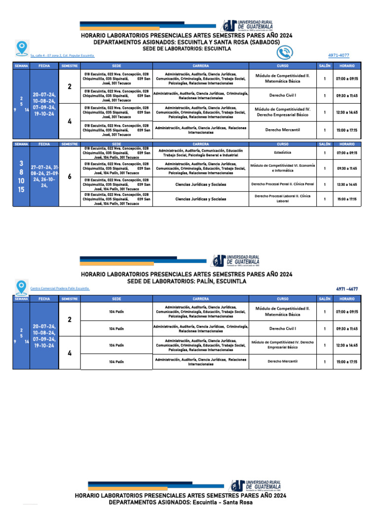 Horarios de Cursos y Laboratorios 2024 | PDF | Justicia | Crimen y ...