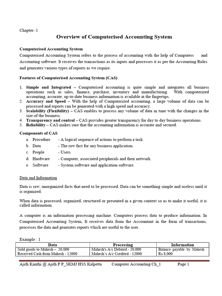 Overview of Computerised Accounting | PDF | Debits And Credits ...