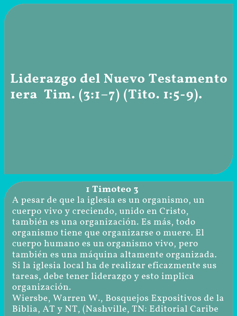 Requisitos del Liderazgo en el NT | PDF | Diácono | Iglesia cristiana